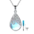 wholesale 925 Sterling Silver Tear Drop Moonstone & Turquoise Cremation Jewelry Urn Pendant Necklace-0-0