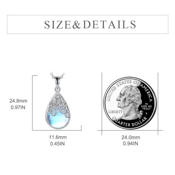 Sterling Silver Moonstone Teardrop Urn Necklace-1