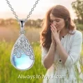 wholesale 925 Sterling Silver Tear Drop Moonstone & Turquoise Cremation Jewelry Urn Pendant Necklace-0-2