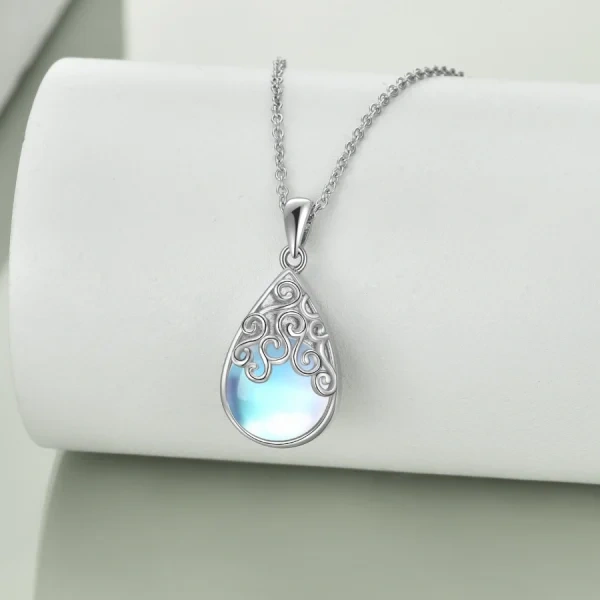 Sterling Silver Moonstone Teardrop Urn Necklace-4