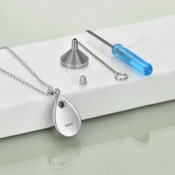 Sterling Silver Moonstone Teardrop Urn Necklace-5