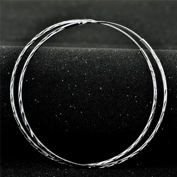 Sterling Silver 40MM Circle Endless Hoop Earrings-3