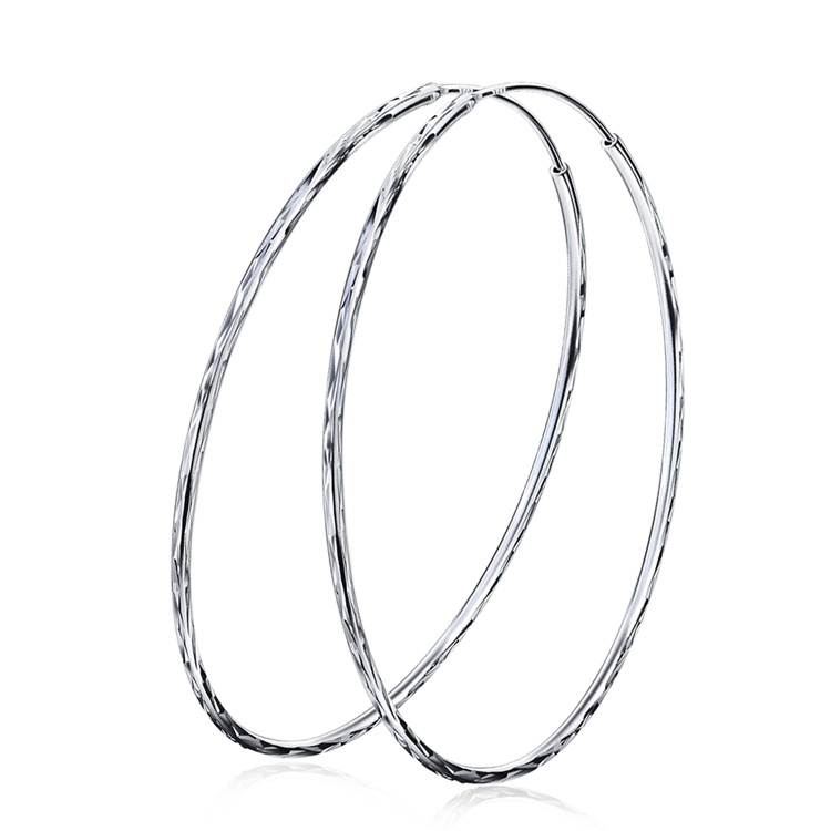 wholesale Sterling Silver Circle Endless Hoop Earrings 20 70mm for Women - Rhodium Plated- Rhodium Plated