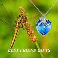 wholesale 925 Sterling Silver Blue Heart Shaped Crystal Dragonfly Pendant Necklace-0-2