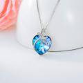 wholesale 925 Sterling Silver Blue Heart Shaped Crystal Dragonfly Pendant Necklace-0-5