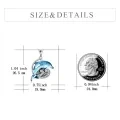 wholesale 925 Sterling Silver Blue Crystal Dolphin Pendant with Black Wave Design - Ocean Memorial Keepsake Jewelry-0-1
