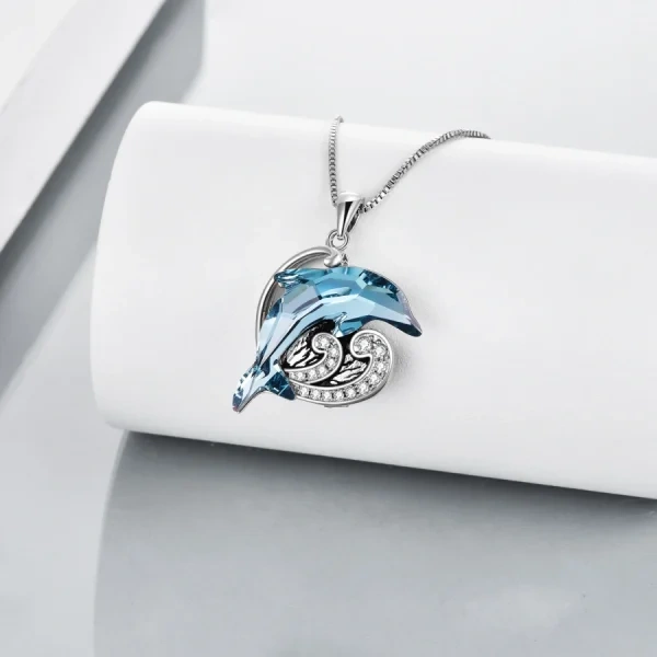 Sterling Silver Crystal Dolphin Urn Necklace-4