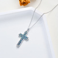 wholesale Rose Gold 925 Sterling Silver Celtic Knot White Opal Cross Pendant Necklace for Women and Girls-0-11