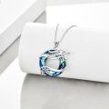 wholesale 925 Sterling Silver Blue Crystal Dragon Celtic Infinity Pendant Necklace s for Women Girls-0-4