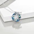 wholesale 925 Sterling Silver Blue Crystal Dragon Celtic Infinity Pendant Necklace s for Women Girls-0-5