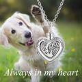 wholesale 925 Sterling Silver Cremation Jewelry for Pets - Always in My Heart Dog Paw Print Keepsake Necklace with Funnel and Keychain-0-2