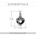 wholesale 925 Sterling Silver Tree of Life Black Onyx Heart Keepsake Pendant Necklace for Women's Memorial Jewelry-0-2