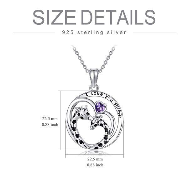 Sterling Silver Giraffe Pendant Necklace With May Birthstone-1