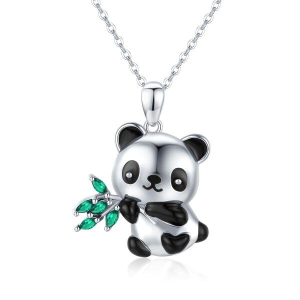 Sterling Silver Panda Pendant Necklaces-0