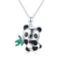 wholesale 925 Sterling Silver Green Crystal Panda Charm Necklace Animal s for Her-0-0