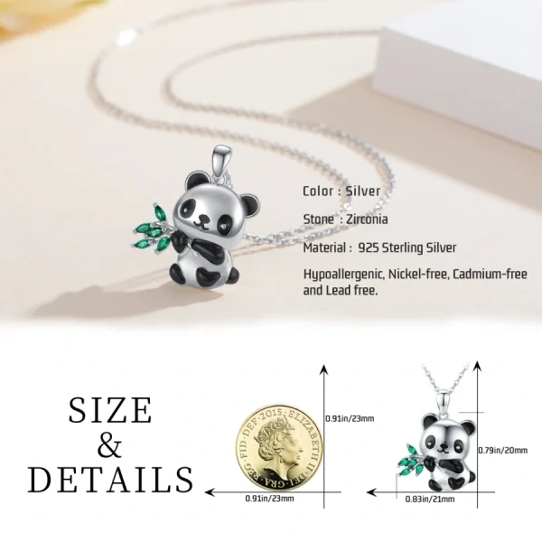 Sterling Silver Panda Pendant Necklaces-1