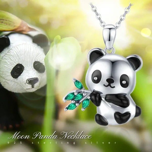 Sterling Silver Panda Pendant Necklaces-2