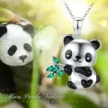 wholesale 925 Sterling Silver Green Crystal Panda Charm Necklace Animal s for Her-0-2