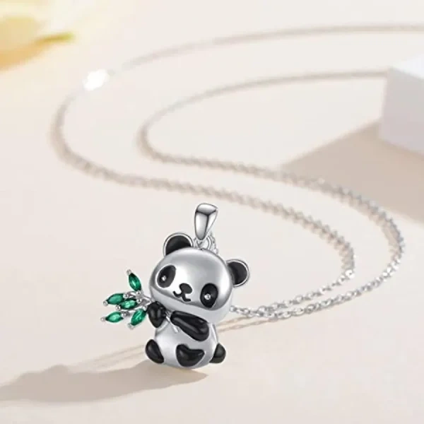 Sterling Silver Panda Pendant Necklaces-4