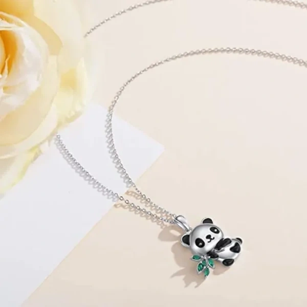 Sterling Silver Panda Pendant Necklaces-5