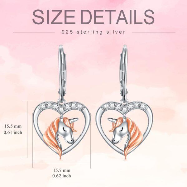 Sterling Silver Two Tone Unicorn Drop Earrings-1