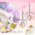 wholesale 925 Sterling Silver Heart-Shaped Unicorns with Rose Gold Accents and Cubic Zirconia Studs for Kids-0-2