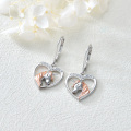 wholesale 925 Sterling Silver Heart-Shaped Unicorns with Rose Gold Accents and Cubic Zirconia Studs for Kids-0-4