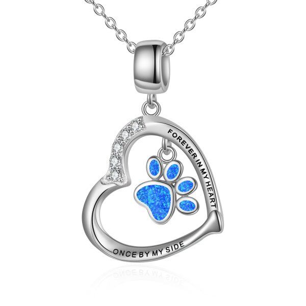 Sterling Silver Dog Paw Pendant Necklaces-0