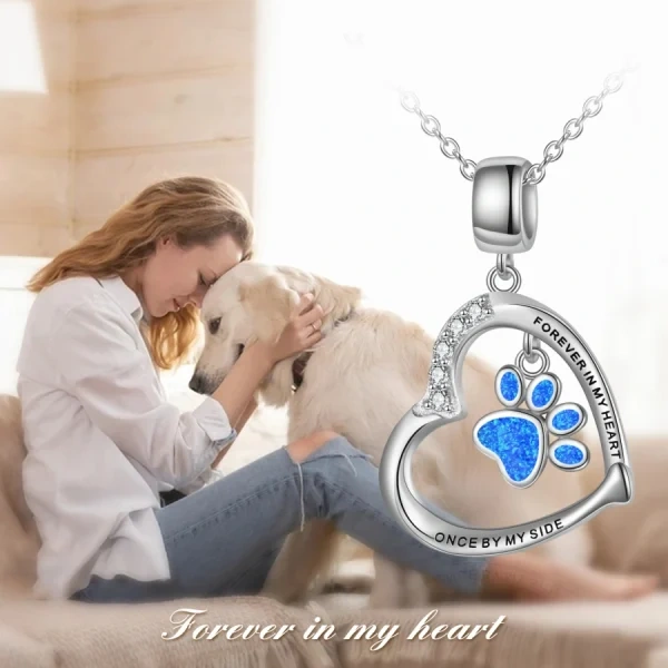 Sterling Silver Dog Paw Pendant Necklaces-2