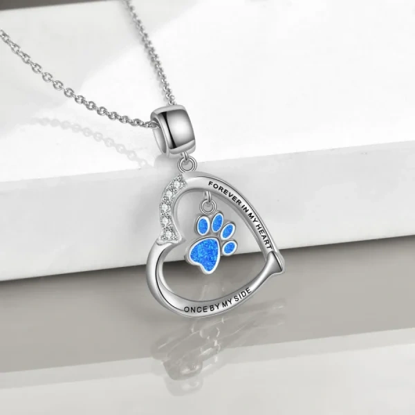 Sterling Silver Dog Paw Pendant Necklaces-4