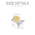wholesale 925 Sterling Silver Sunflower & Butterfly Adjustable Ring with Cubic Zirconia - Personalized Name Engraving s for Her-0-1