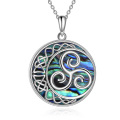 wholesale 925 Sterling Silver Abalone Shell Celtic Knot Round Pendant Necklace for Women Mothers Day Gifts-0-0
