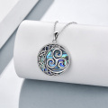 wholesale 925 Sterling Silver Abalone Shell Celtic Knot Round Pendant Necklace for Women Mothers Day Gifts-0-5