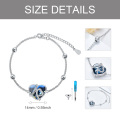 wholesale 925 Sterling Silver Blue Crystal Heart Urn Bracelet with Funnel and Spatula - Memorial Jewelry-0-1