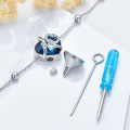 wholesale 925 Sterling Silver Blue Crystal Heart Urn Bracelet with Funnel and Spatula - Memorial Jewelry-0-4