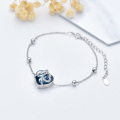 wholesale 925 Sterling Silver Blue Crystal Heart Urn Bracelet with Funnel and Spatula - Memorial Jewelry-0-5