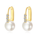 wholesale 14K Gold Freshwater Cultured Pearl Round Dangle Drop Earrings Wedding s for Women Mother-0-0