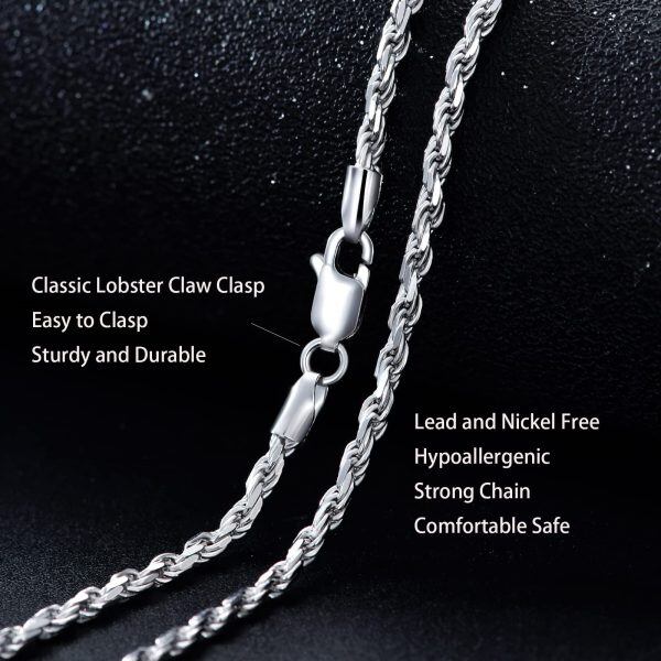 Sterling Silver 2mm & 24Inches Rope Chain Necklace-1