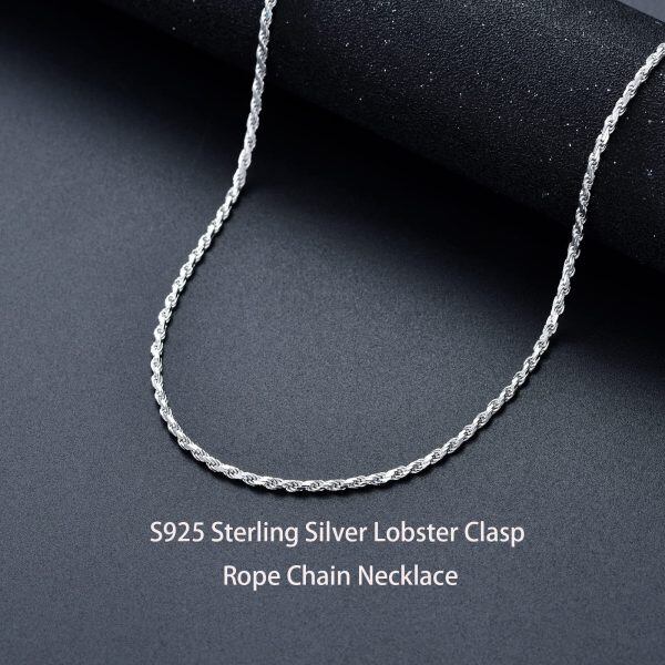 Sterling Silver 2mm & 24Inches Rope Chain Necklace-4