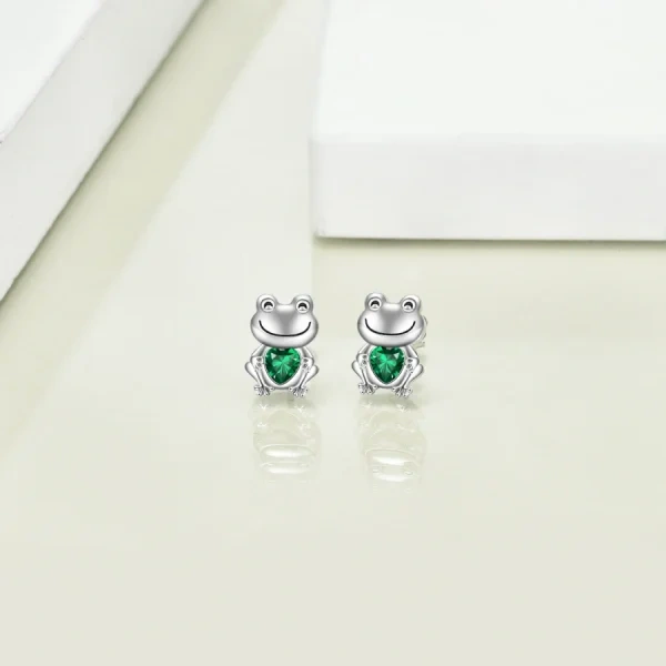 Sterling Silver Frog Stud Earrings-3