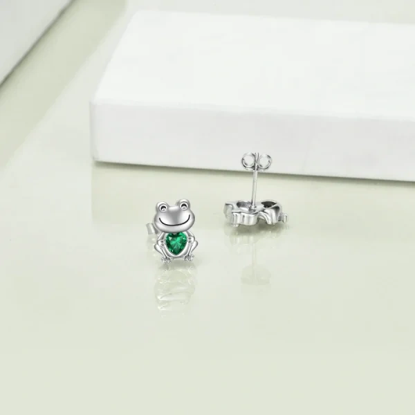 Sterling Silver Frog Stud Earrings-4