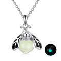 wholesale 925 Sterling Silver Glowing Bee Pendant Necklace for Girls & Women - Glow in the Dark s-0-0