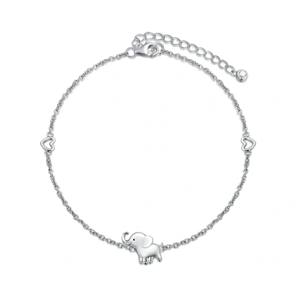 Sterling Silver Elephant Adjustable Anklet Bracelet-0