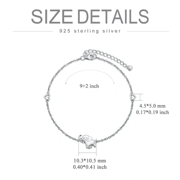 Sterling Silver Elephant Adjustable Anklet Bracelet-1