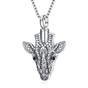 Sterling Silver Oxidized Giraffe Urn Necklaces-0