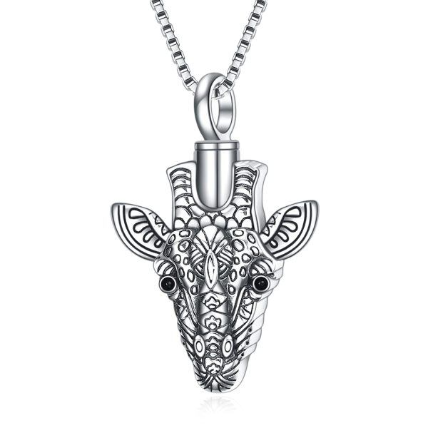 Sterling Silver Oxidized Giraffe Urn Necklaces-0