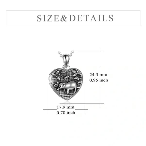 Sterling Silver Personalized Sloth Locket Necklace-1