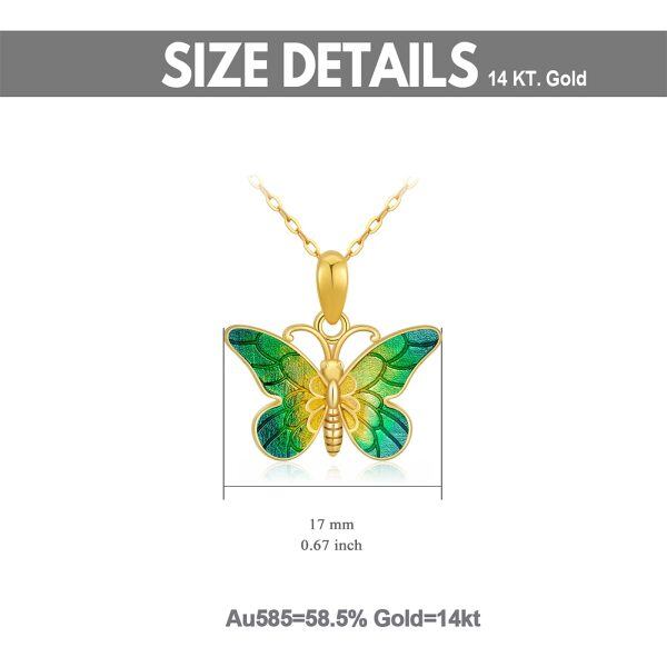 14K Solid Gold Butterfly Pendant Necklaces-1