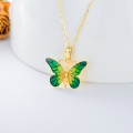 wholesale 14K Gold Green Enamel Butterfly Pendant Necklaces for Women - Gifts for Her-0-4
