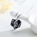 wholesale 925 Sterling Silver & Black Glass Heart with Skull and Snake Pendant Necklace for Men/Women-0-5